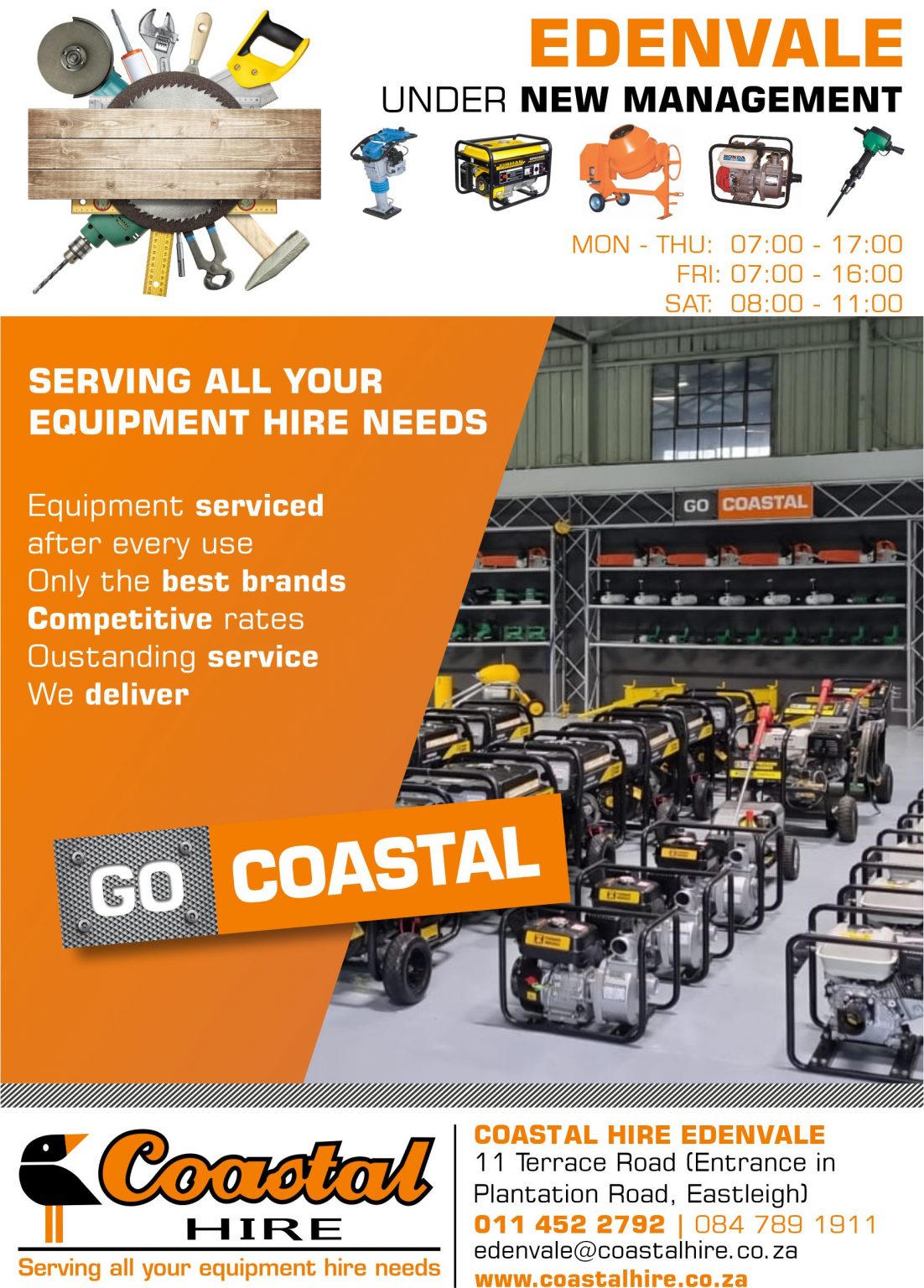 Coastal Hire Edenvale under new Management