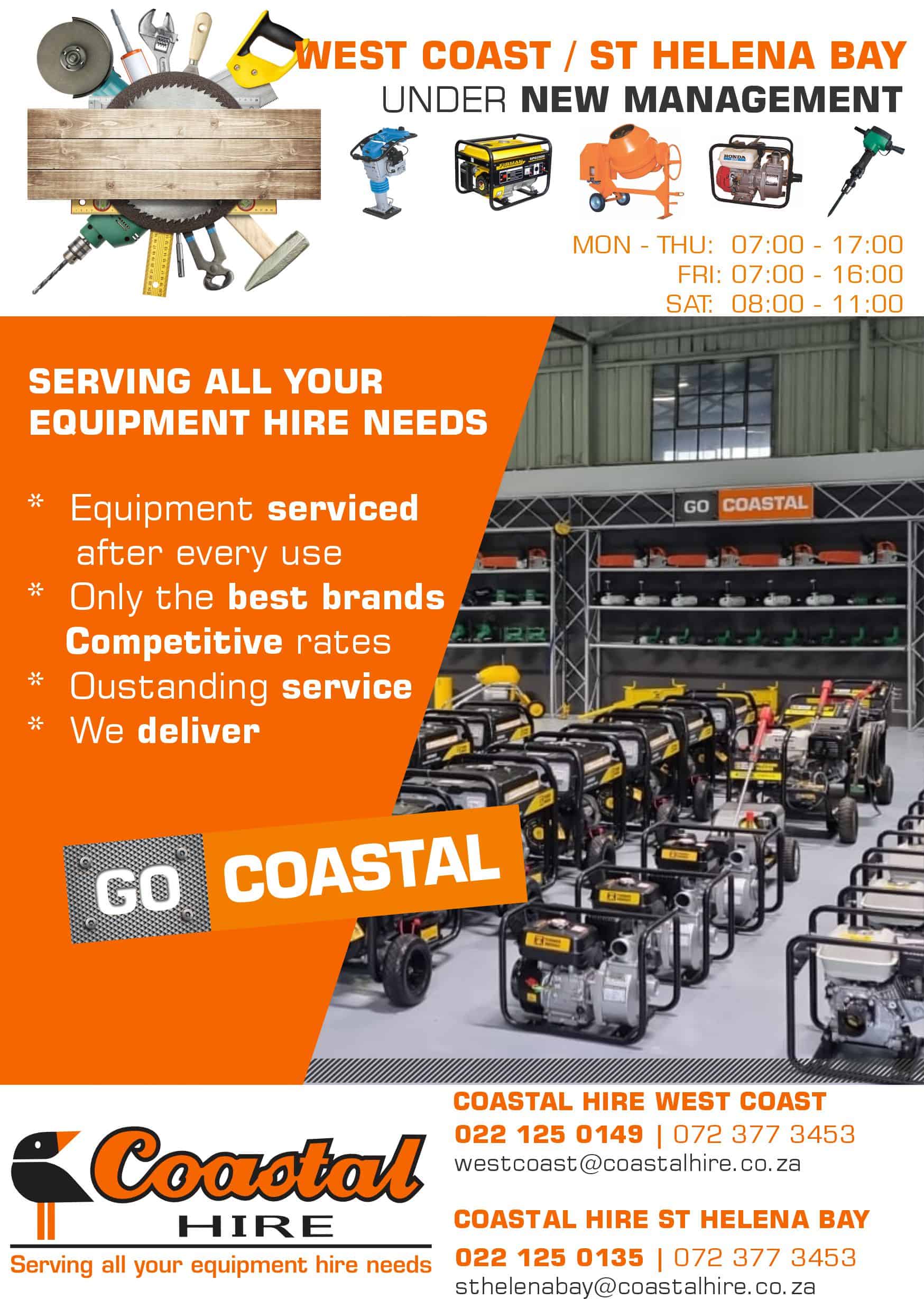 New Management - Coastal Hire West Coast / St Helena Bay